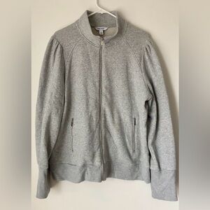 Nine West Gray Bomber Jacket with Ribbed Cuffs